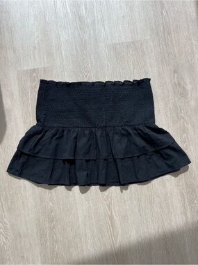 H&M Black Tiered Ruffle Mini Skirt Women’s Size Large Summer Minimalist Chic